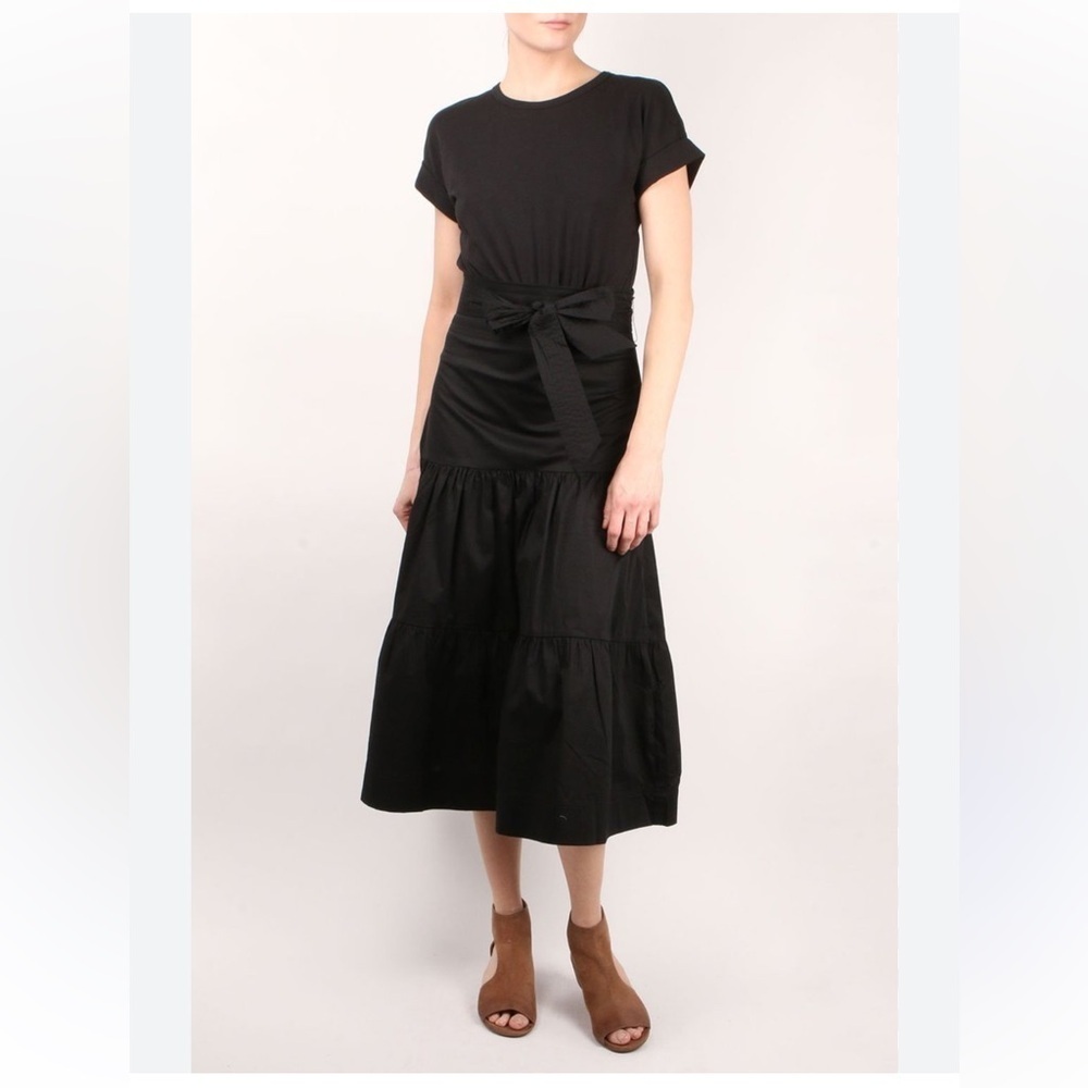 VERONICA BEARD mixed media midi dress black side zipper size Large